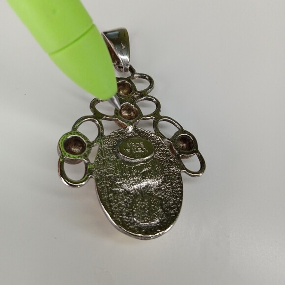 Vintage Large Pendant Only Faux Gold silver tone Costume Jewelry Made in Usa - Picture 5 of 11